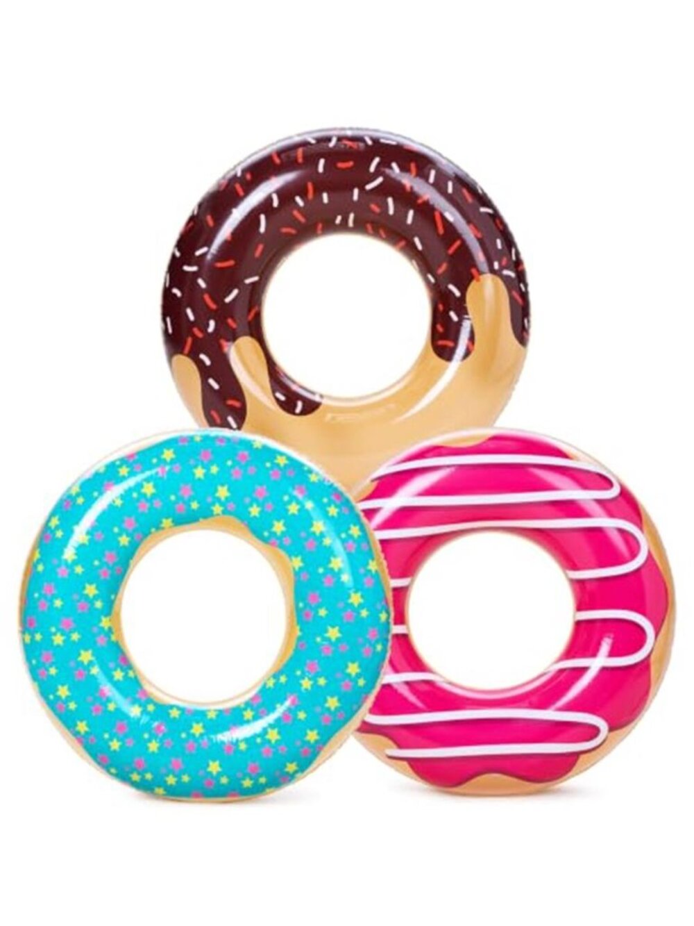 Donut Pool Float 3 Pack Inflatable Swim Ring Tube Party Toy 32 Inch Adult Kids